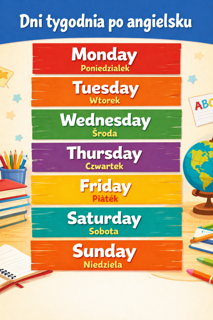 Dni tygodnia po angielsku – Monday, Tuesday, Wednesday, Thursday, Friday, Saturday, Sunday